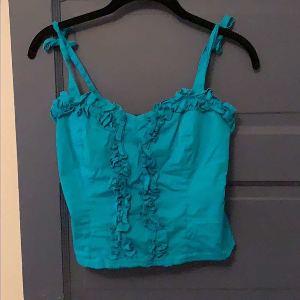 Turquoise Flower Crop Top